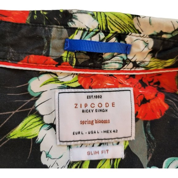 Zip Code Ricky Bingh Spring Blooms Hawaiian Shirt Mens Large Slim Fit JJ3007 - Picture 5 of 7